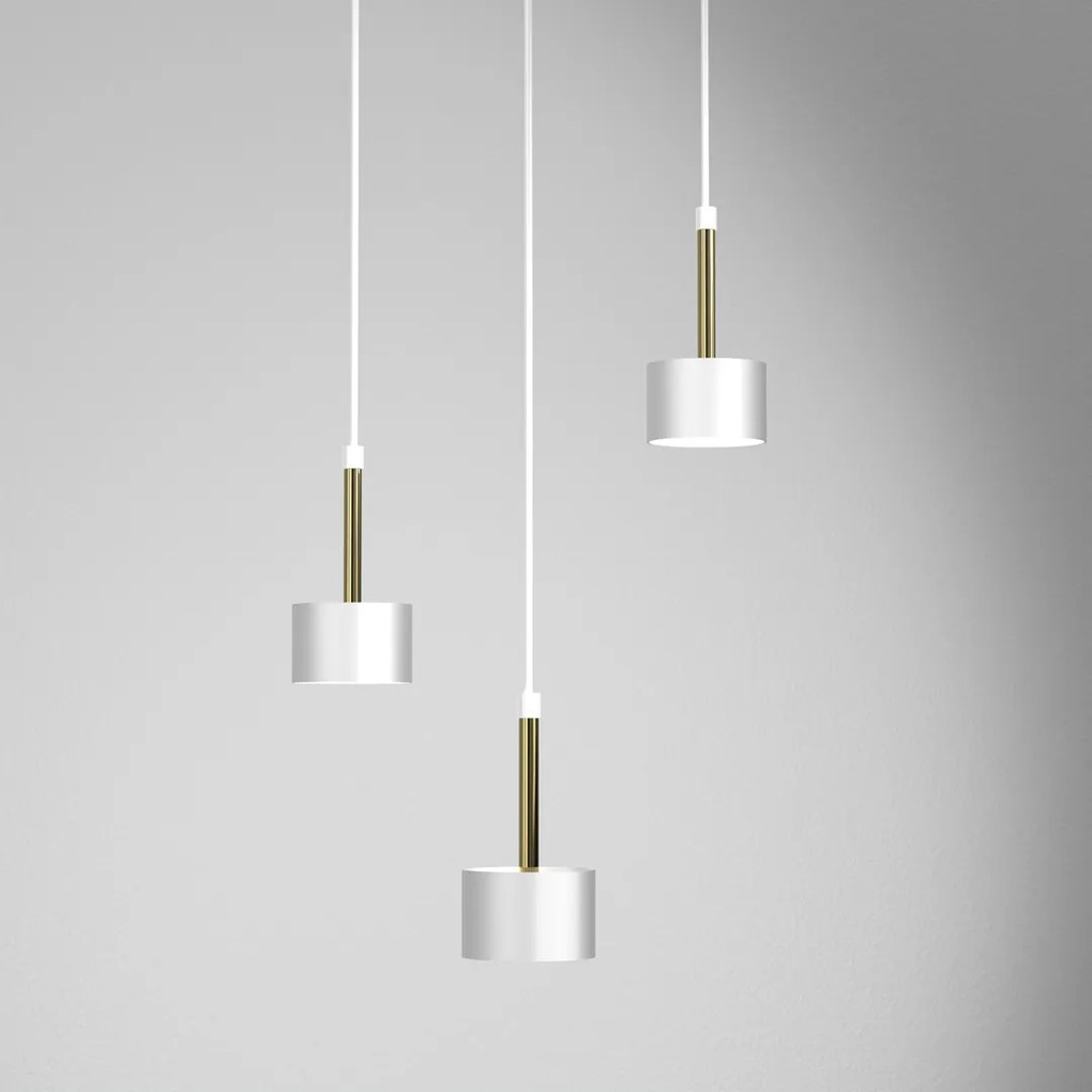 Lampa wisząca ARENA WHITE/GOLD 3xGX53, potrójna, na kole biała