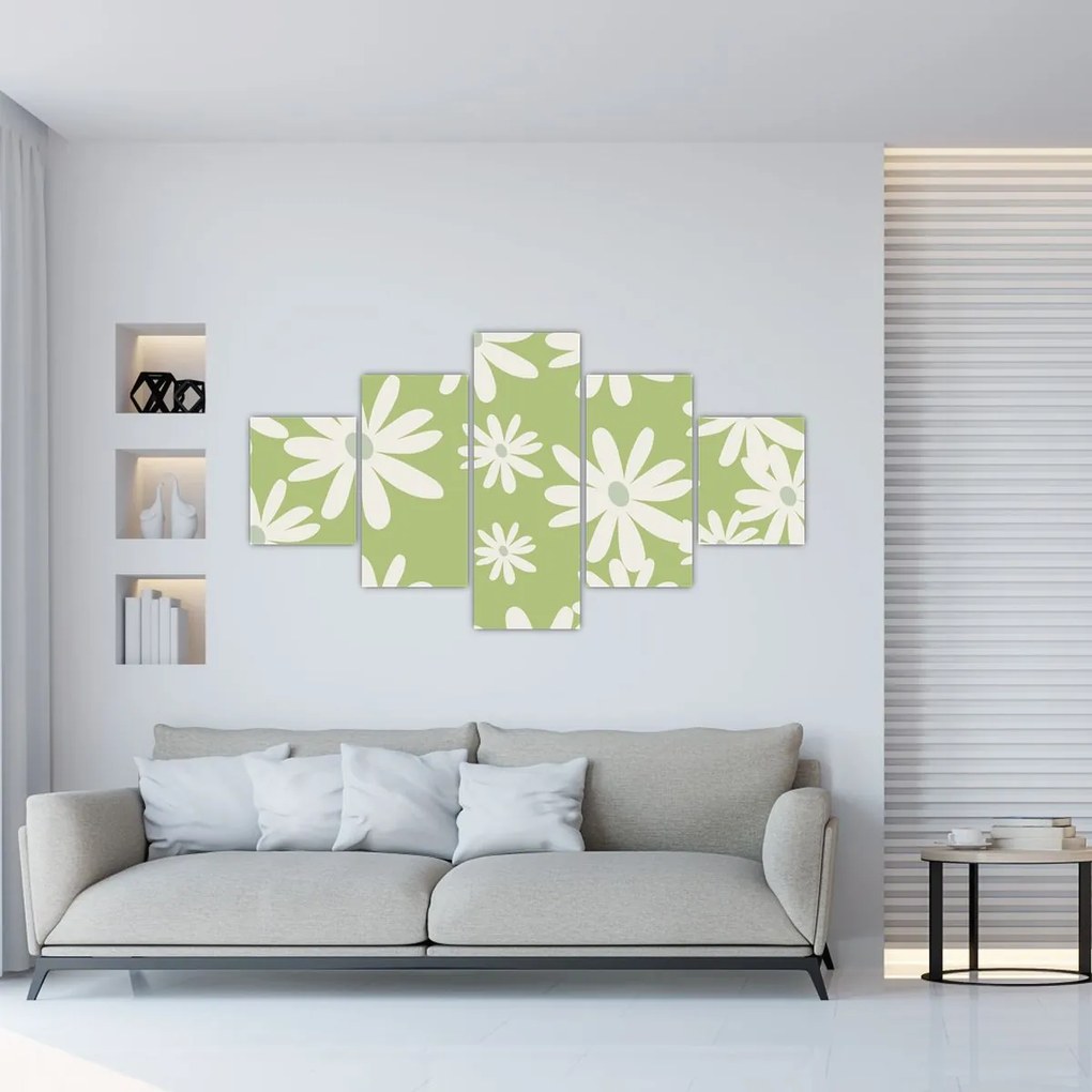 Obraz - Hipisi, zielone kwiaty N⁰1 (125x70 cm)