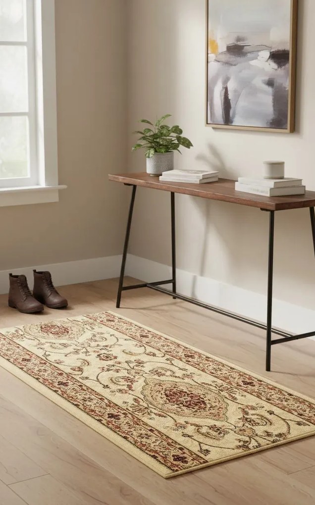 Kremowy chodnik na metry w elegancki wzór A2-M35