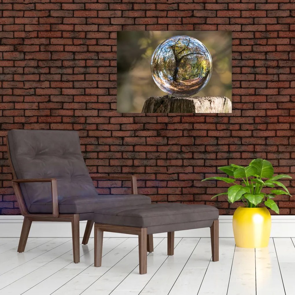 Obraz - Odbicie w szklanej kuli (70x50 cm)