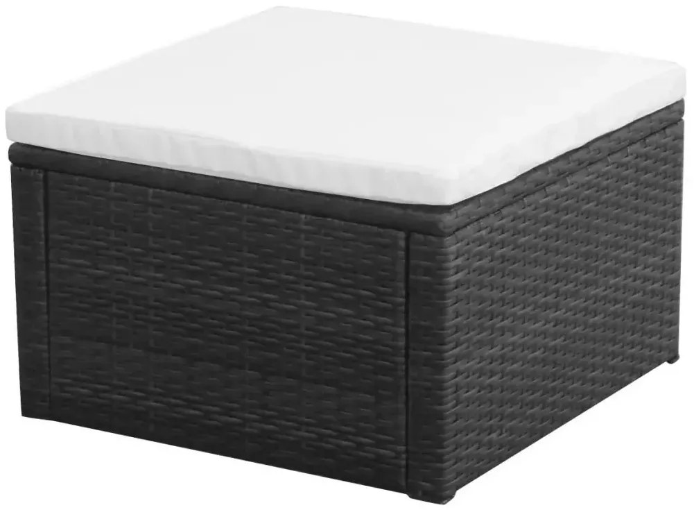 Czarny puf ogrodowy z poduszką - Denves 2X