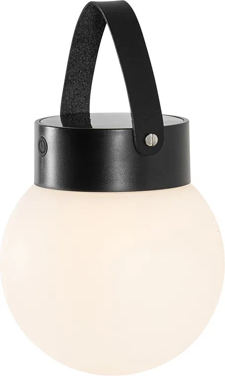 Lampa wisząca zewnętrzna czarna w zestawie z LED 3-stopniowy ściemniacz solarny - Cornelia