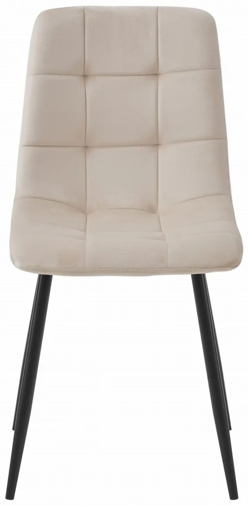 Krzesło aksamitne KARA beżowe na czarnych nogach