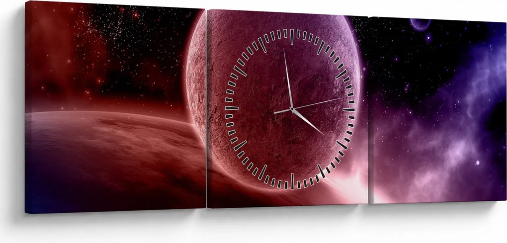 Obraz - Planeta (z zegarem) (90x30 cm)