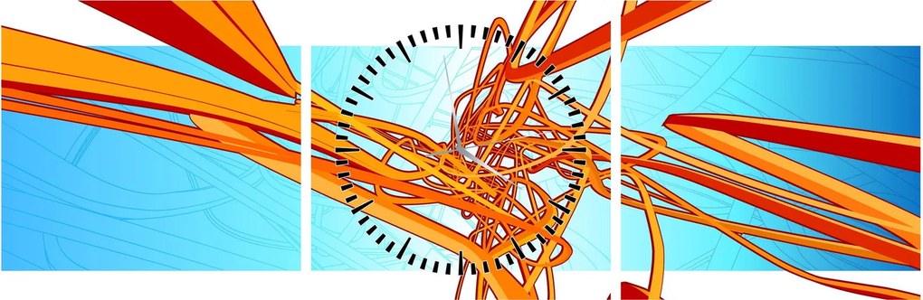 Obraz - Splecione linie, abstrakcja (z zegarem) (90x30 cm)