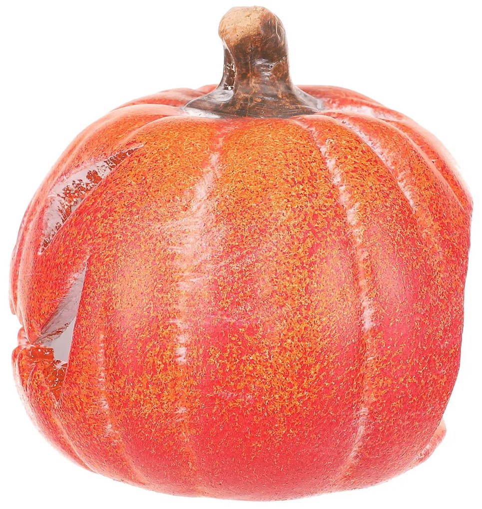 Świecznik Dynia z twarzą mała pomarańczowy,ceramika, śr. 10 cm, śred. 10 cm