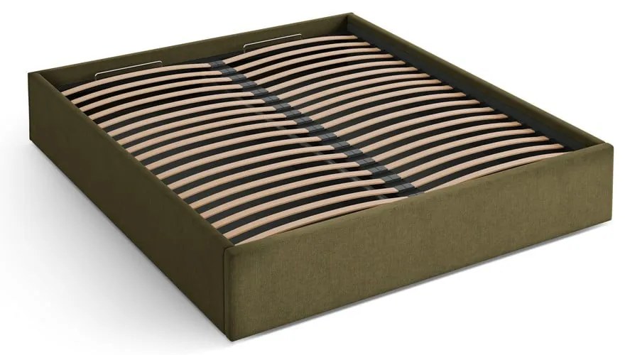 Zielone tapicerowane łóżko dwuosobowe ze schowkiem/bez zagłówka ze stelażem 200x200 cm Susan – Micadoni