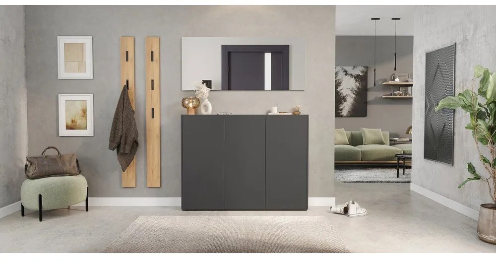 Antracytowa szafka w dekorze dębu 138x105x25 cm Libbiano – Germania