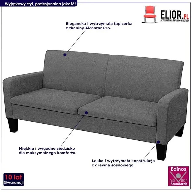 Stylowa kanapa Ezorep 3Q - ciemnoszara