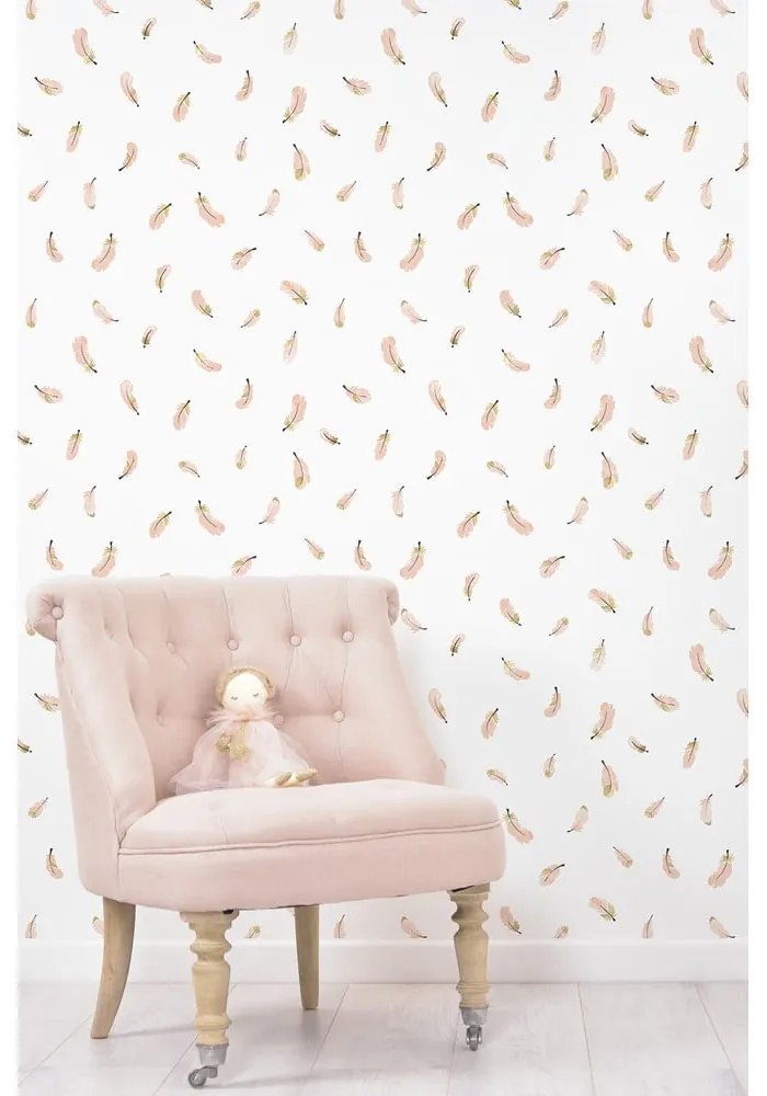 Tapeta dziecięca 10 m x 50 cm Gold Feathers – Lilipinso