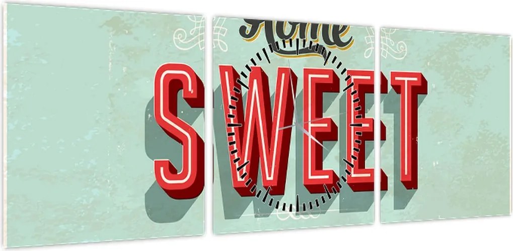 Obraz - Home sweet home (z zegarem) (90x30 cm)