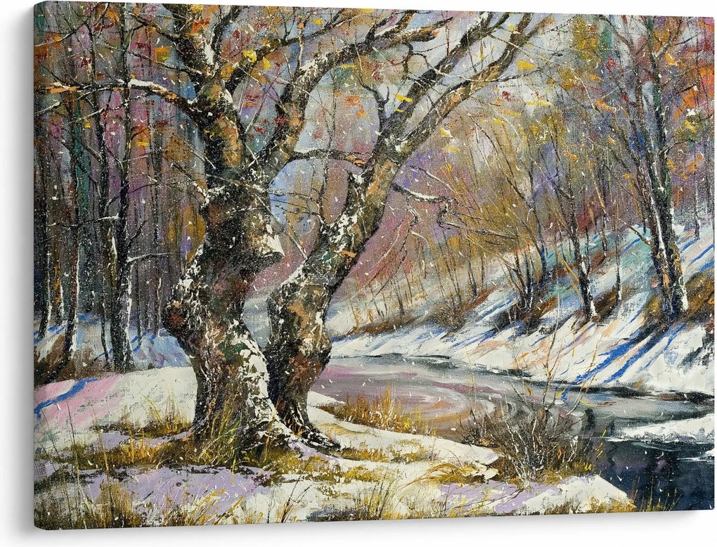 Obraz namalowanego zimowego krajobrazu (70x50 cm)