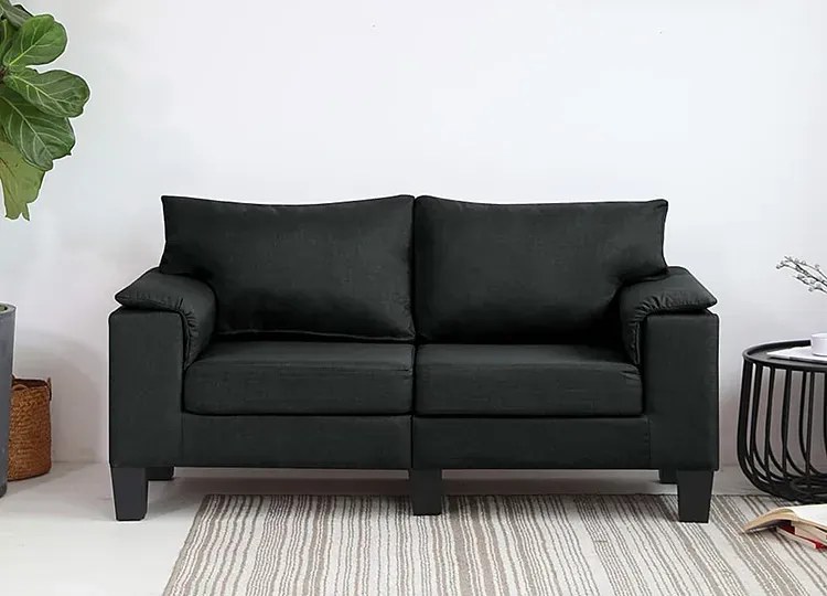 2-osobowa czarna sofa z podłokietnikami - Ekilore 2Q