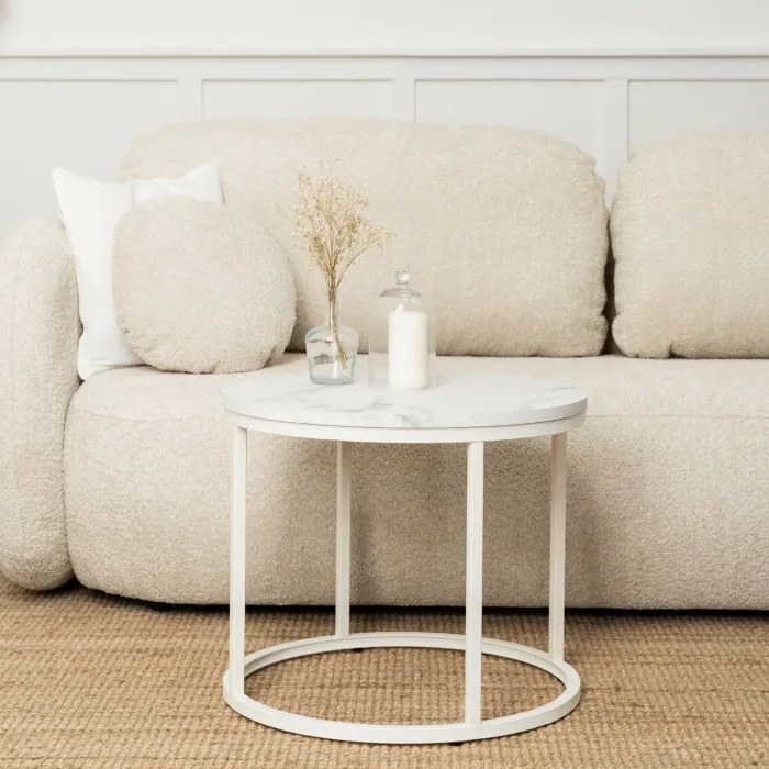 Stolik Kawowy AGNES 53 cm Biały Marmur Nowoczesny