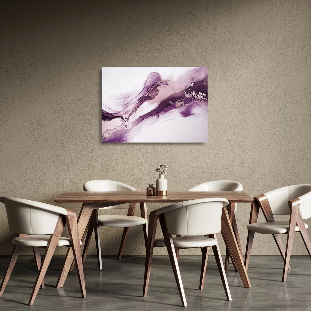 Obraz na szkle - Fioletowy płyn artystyczny (70x50 cm)