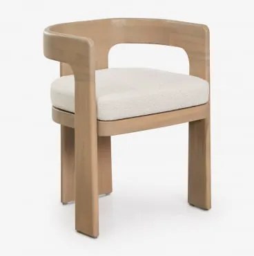 Zestaw 2 Krzeseł Ogrodowych Z Podłokietnikami Z Drewna Akacjowego I Tkaniny Bouclé Kandroa Jasny Akacjowy Brąz - Sklum