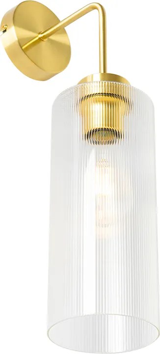 Lampa ścienna art deco złota ze szkłem - Laura