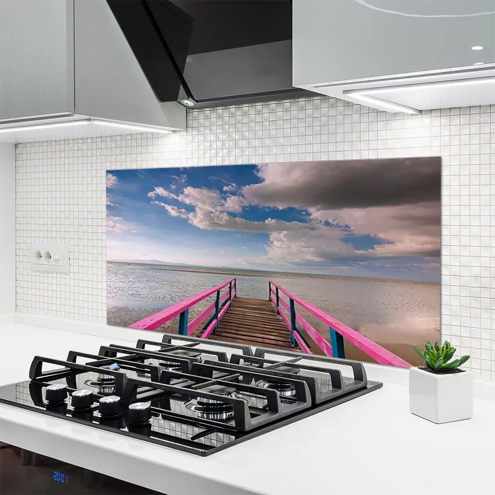 Szkło do Kuchni na Ścianę Most Nad Lazurową Tonią