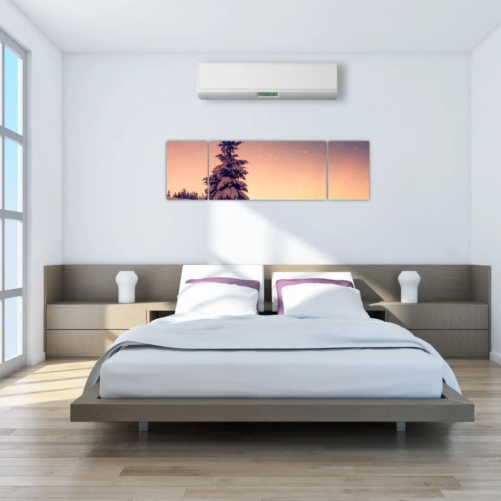 Obraz ośnieżonego drzewa na łące (170x50 cm)