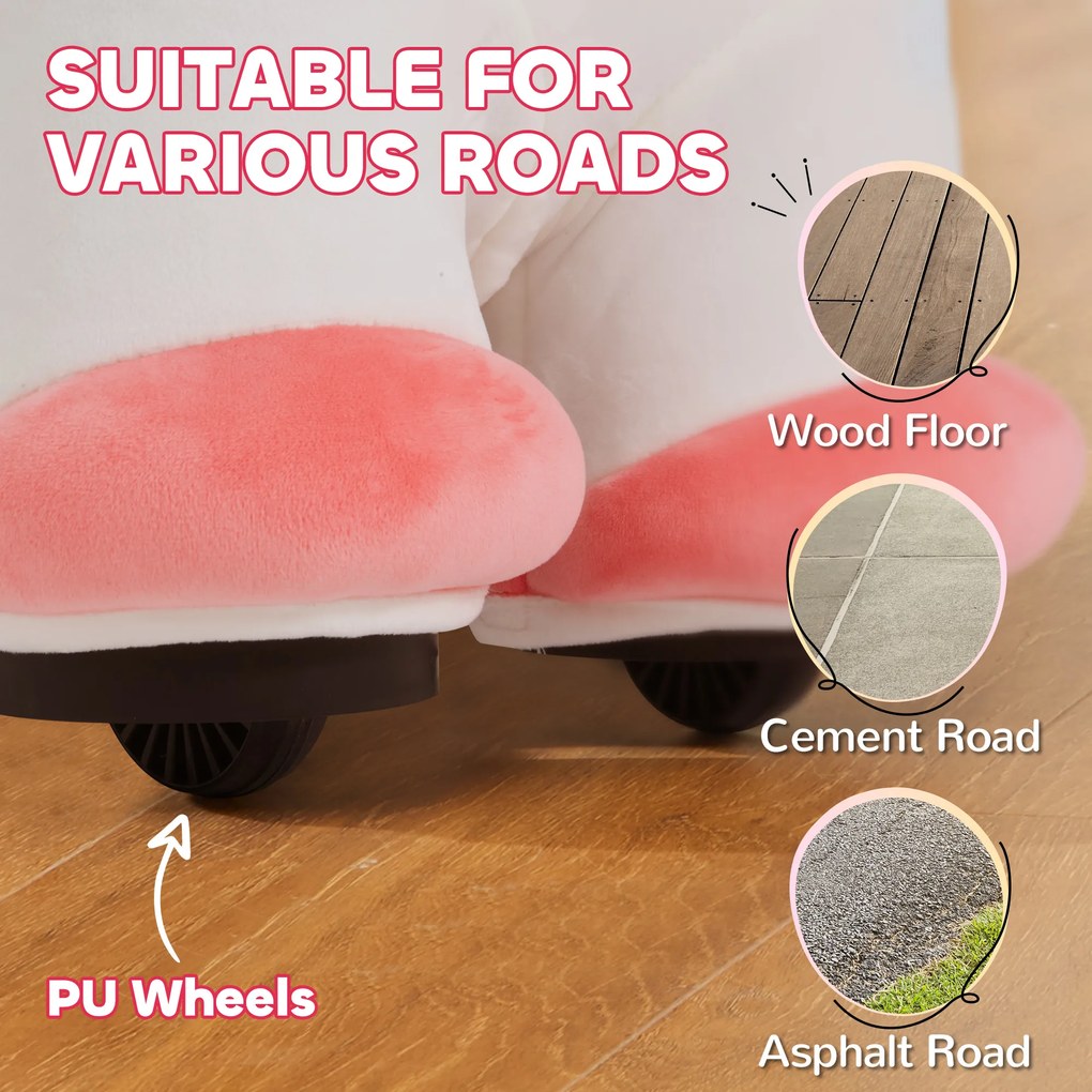 AIYAPLAY 6V Elektryczny Jeździk-Jednorożec dla Dzieci, Zasilanie Bateryjne, Z funkcją muzyki i ruchu do przodu, 18-36 miesięcy, Biały