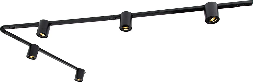 Nowoczesny system szynowy 1-fazowy z 5 reflektorami czarnymi - Rondoo Up