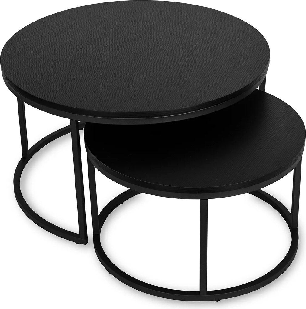 Zestaw Stolików Kawowych MANU MAX 60 cm/80 cm Czarny Nowoczesny Loft