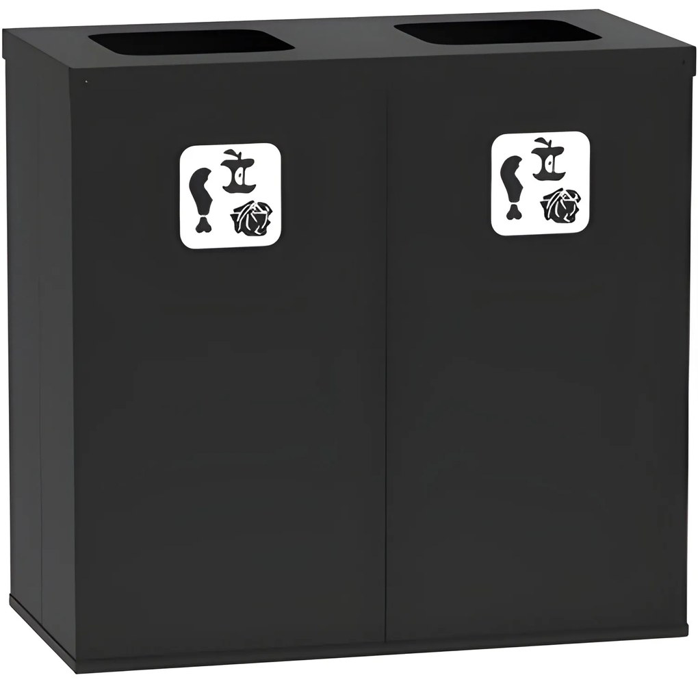 Wewnętrzny kosz do segregacji śmieci, 2x 50 l, uchwyt na worek, czarny/czarny