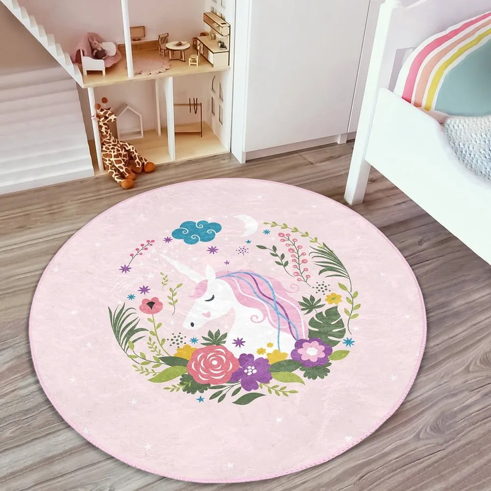 Różowy dywan dziecięcy ø 100 cm Comfort – Mila Home