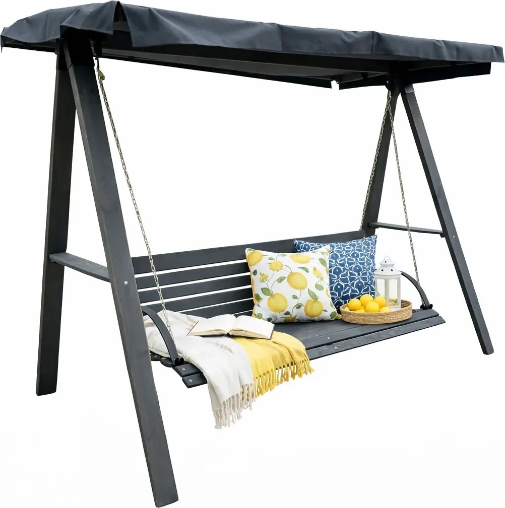 Huśtawka ogrodowa z daszkiem szara T8-P07