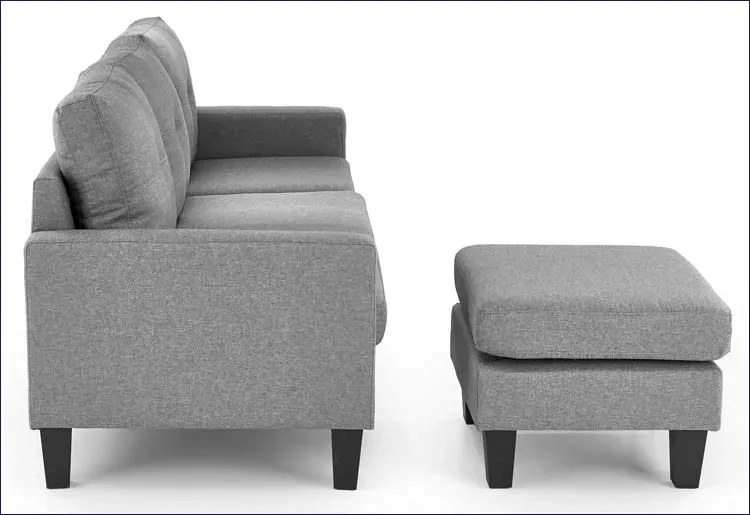 Popielata sofa z dostawianym podnóżkiem D8-D05