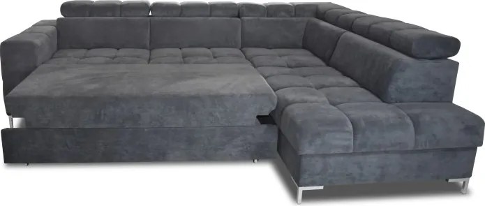 Narożnik PABLOS układ L strona Prawa w tkaninie CLOUD 68 regulowane zagłówki z funkcją spania