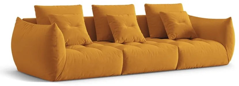 Żółta aksamitna sofa 332 cm Bloom – Micadoni
