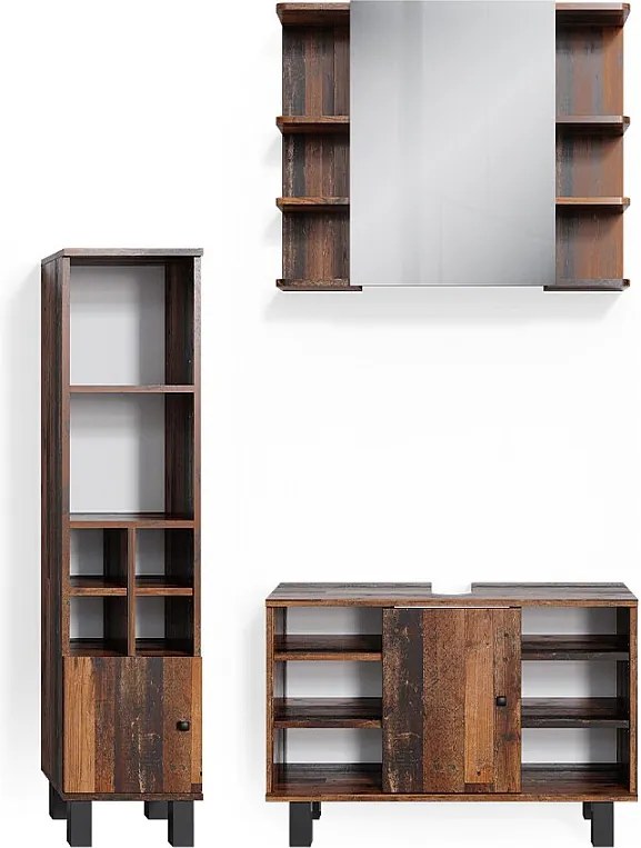 Zestaw mebli łazienkowych rustykalny dąb 60x32x54 fynn