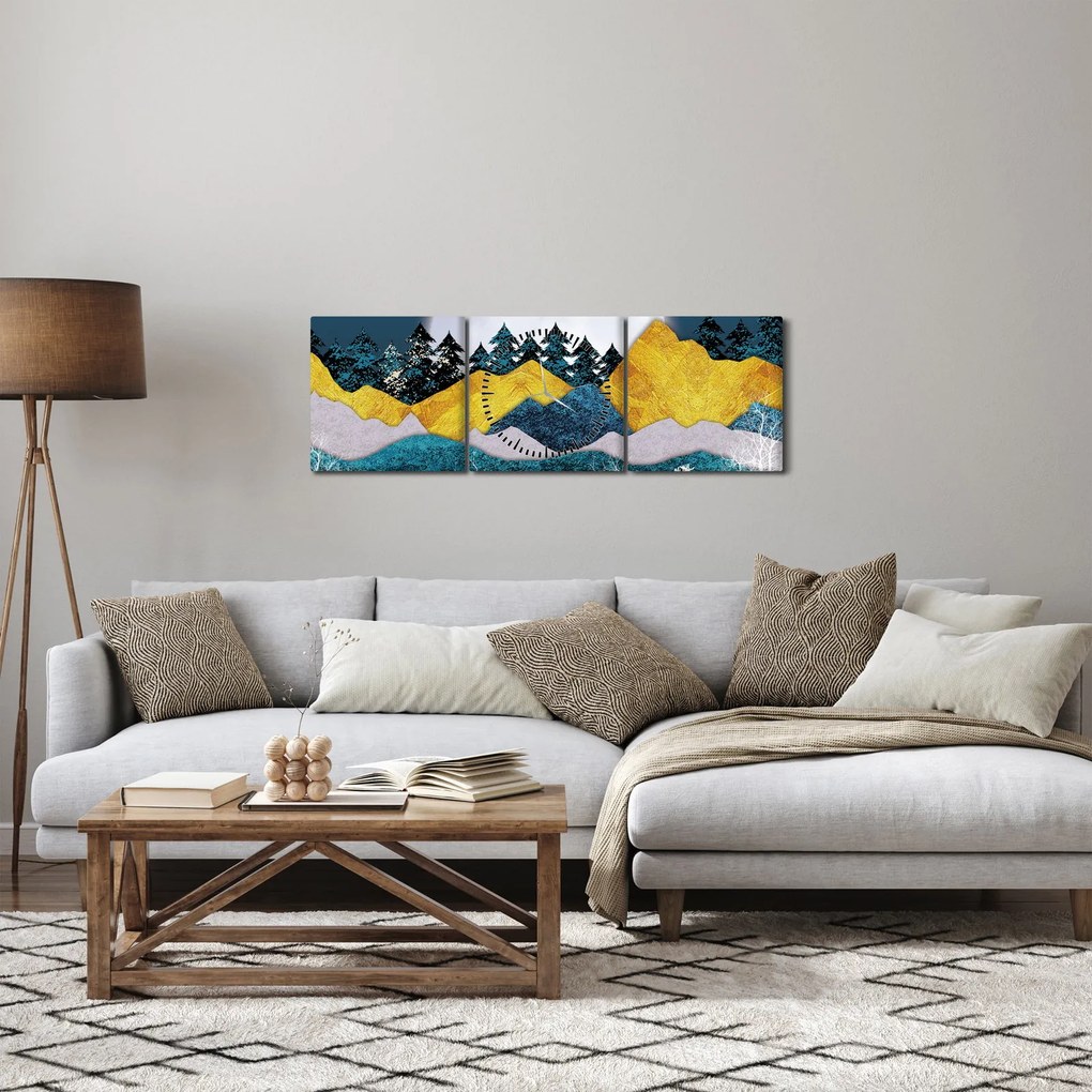 Obraz - Krajobraz polarny (z zegarem) (90x30 cm)