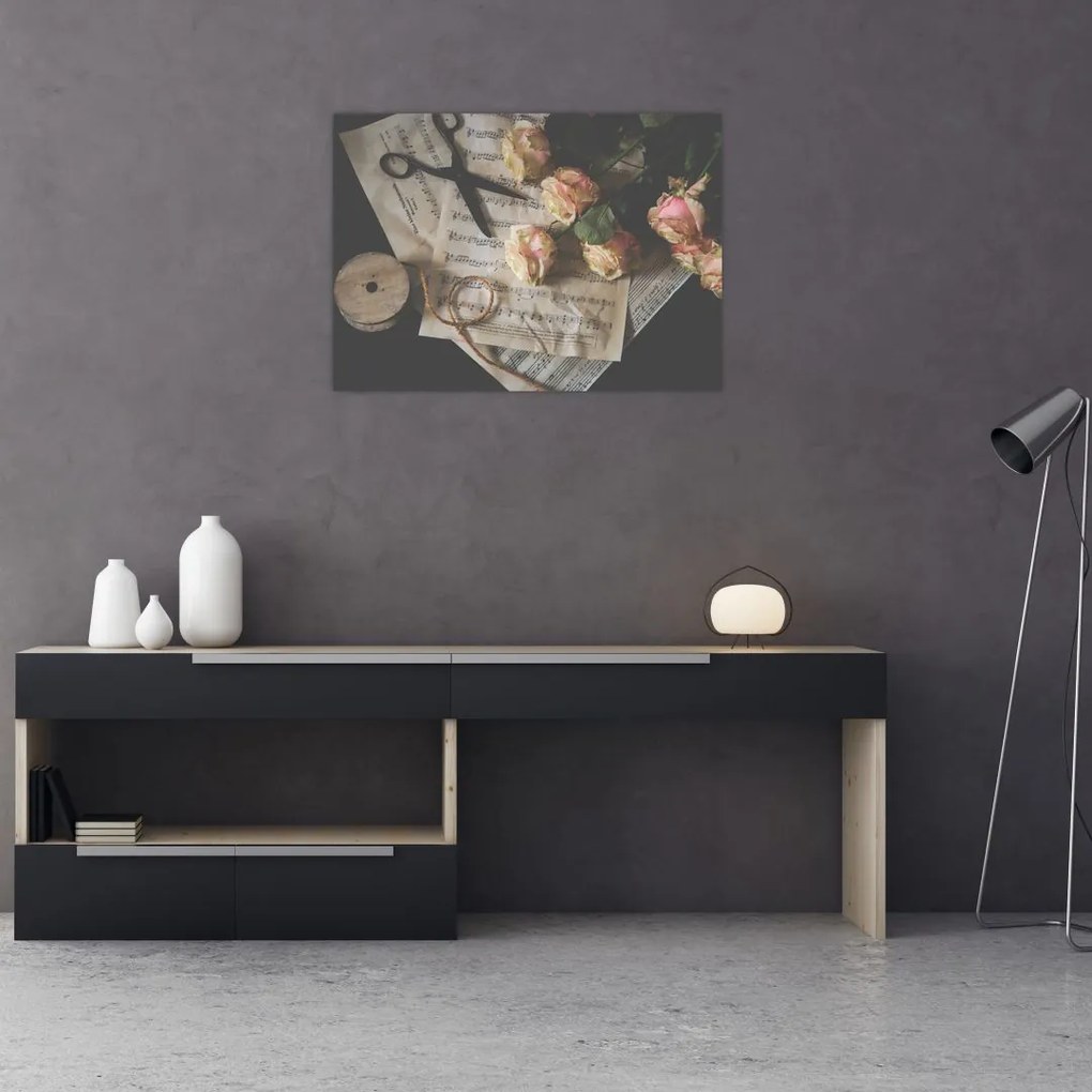Obraz nut i róż (70x50 cm)