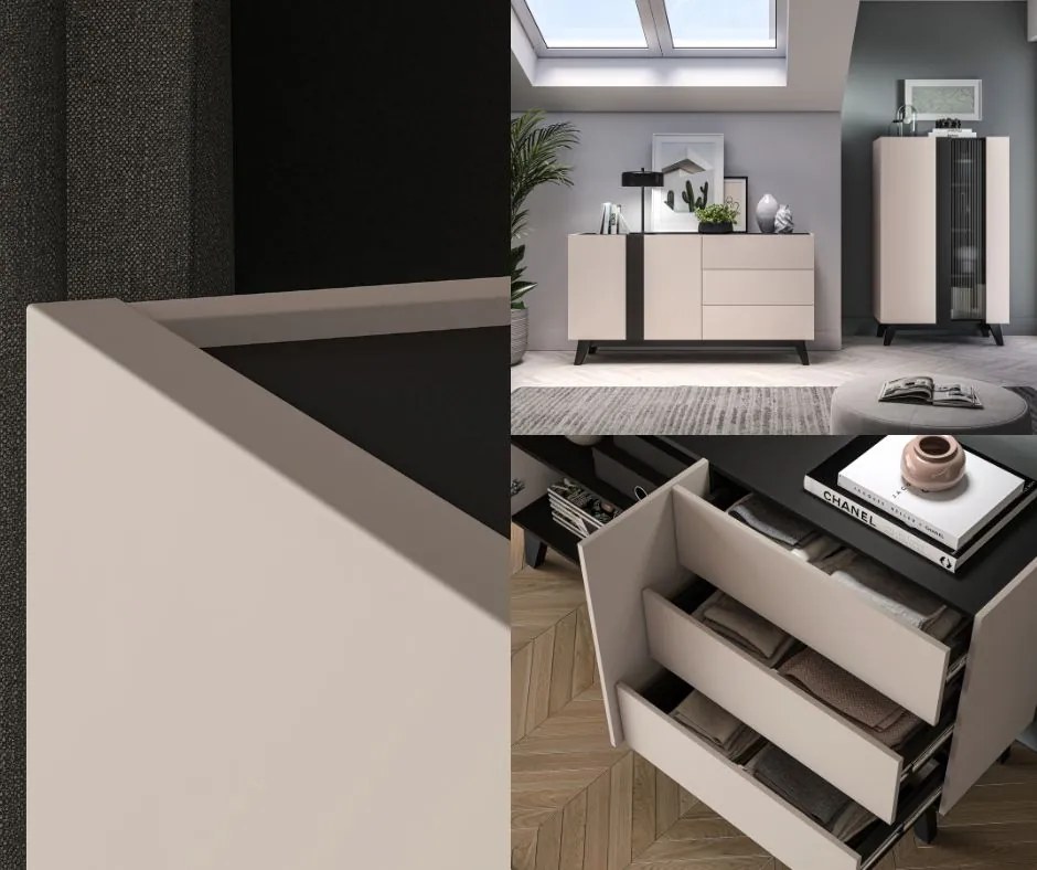 Komoda 160 cm Freshion 03, kaszmir / czarny