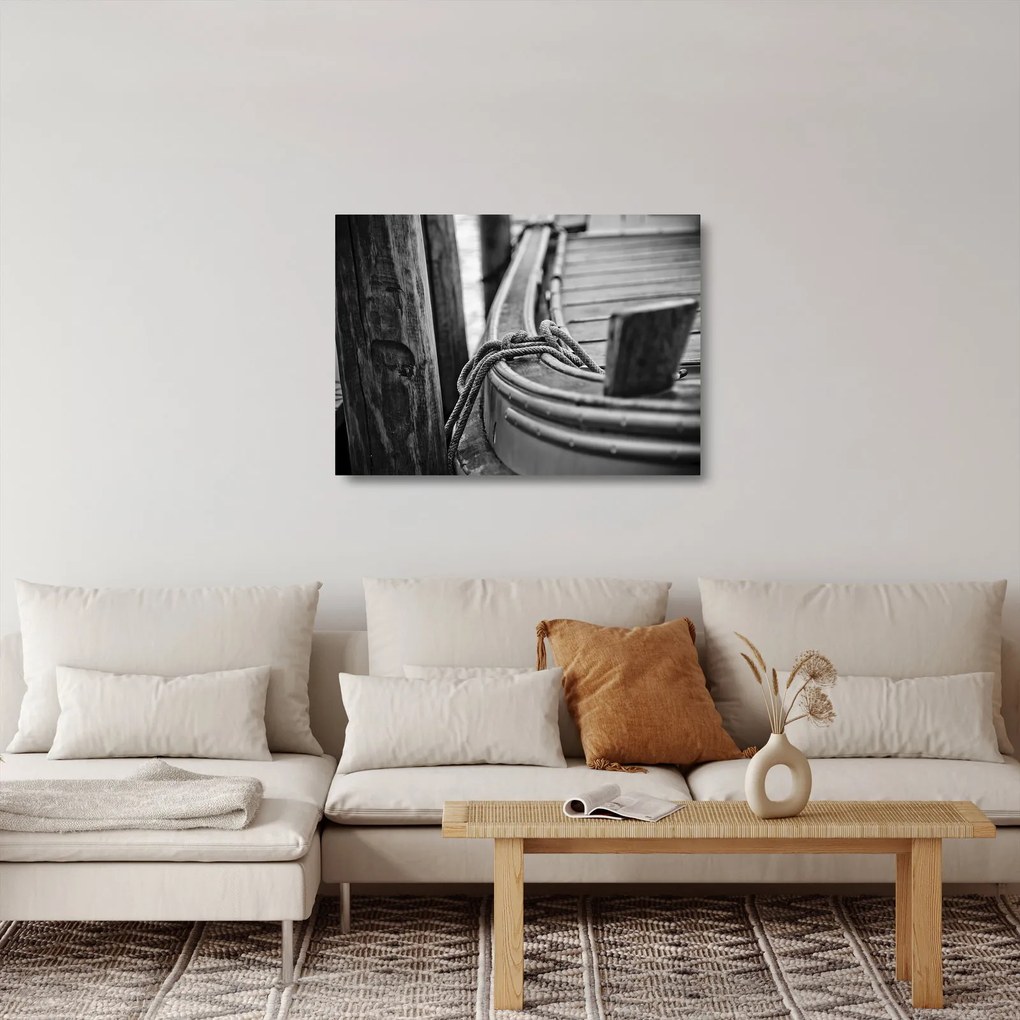 Obraz na szkle - Łódź na uwięzi (70x50 cm)