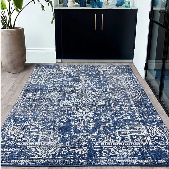 Dywan vintage - 200x290cm - granatowy, biały - Nova Antique
