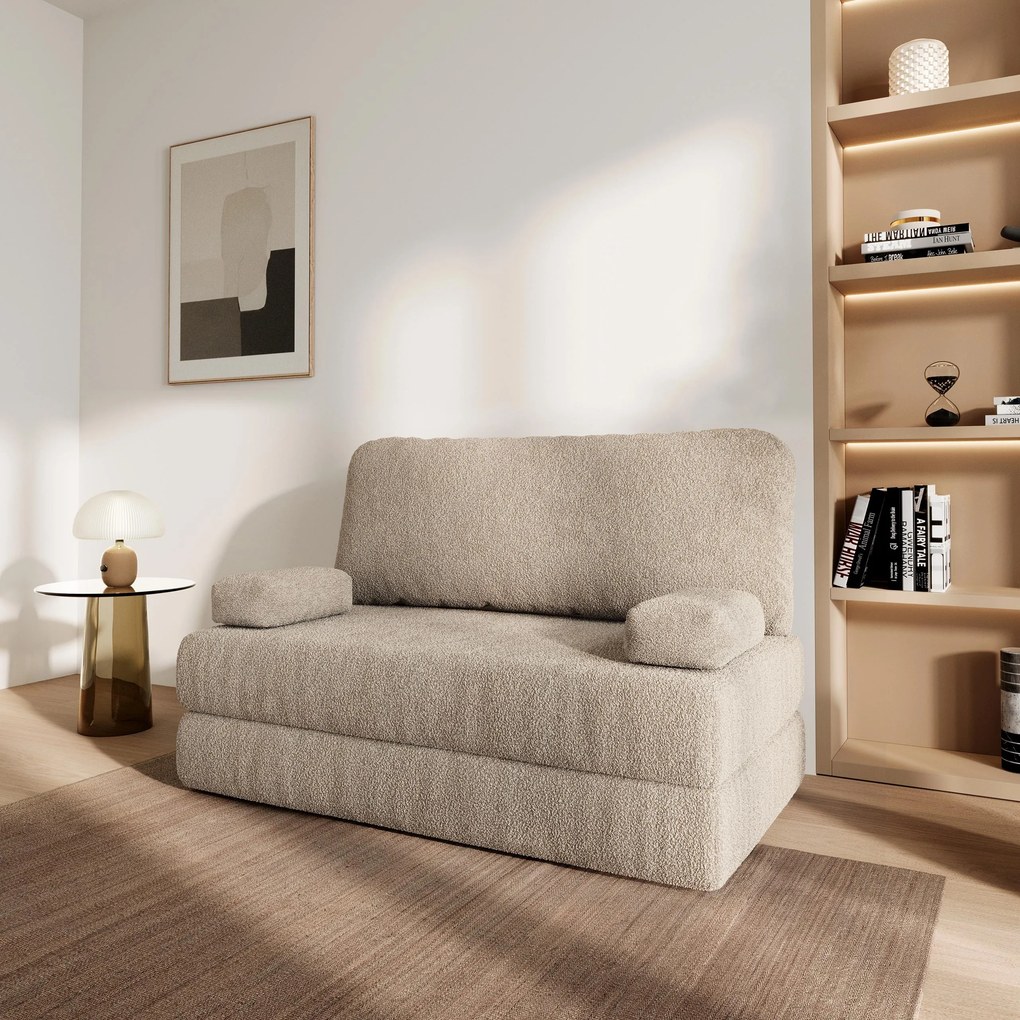 Masseno Sofa piankowa KESTE z funkcją spania, Kanapa z pianki do salonu, Bezmontażowa, Tkanina bucle – Beżowy QUELLE 05