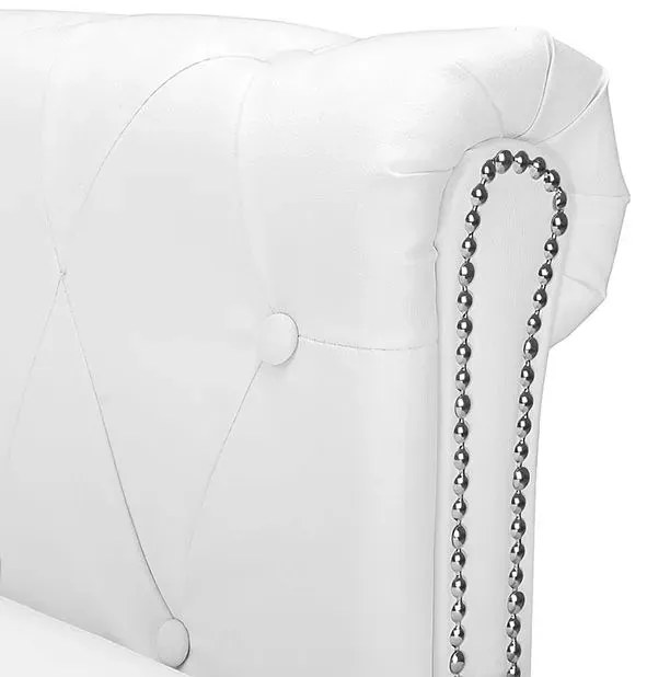Narożnik z leżanką w stylu Chesterfield Xavier 4Q - biały