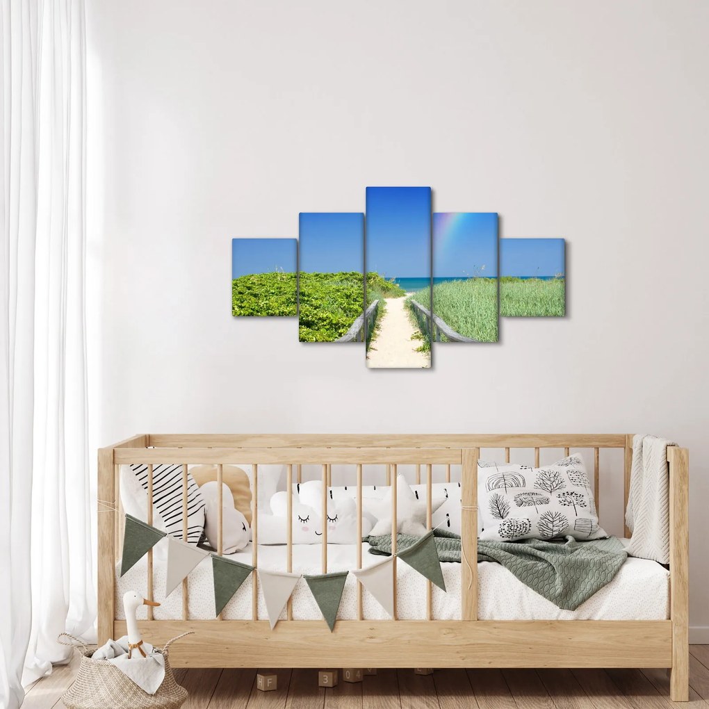 Obraz - Krajobraz i tęcza (125x70 cm)