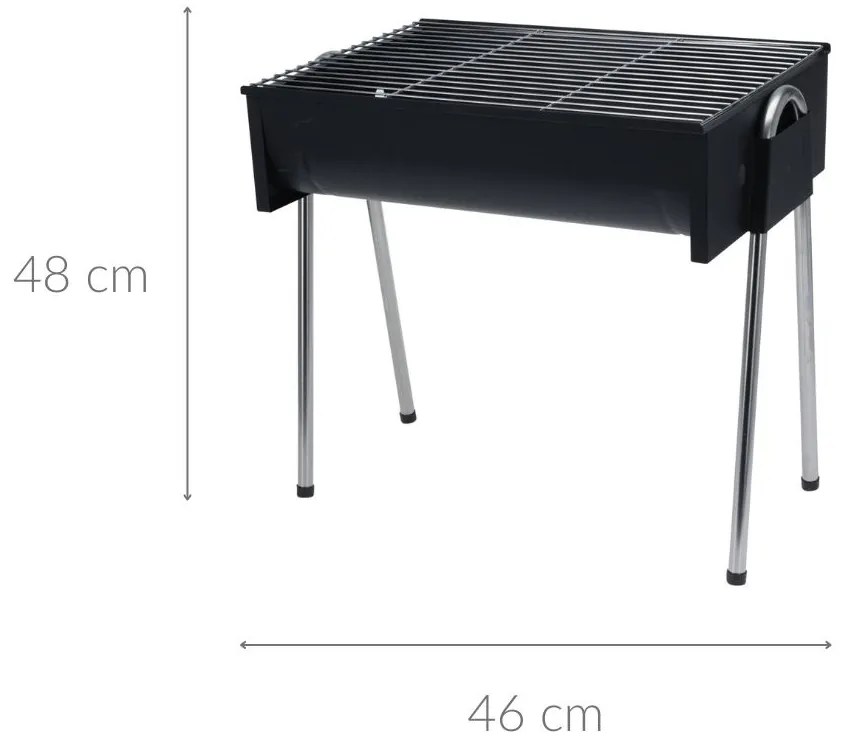Prostokątny grill na wysokich nóżkach, 48 cm