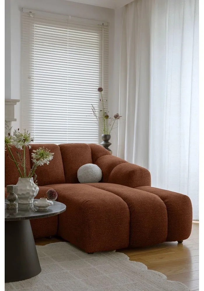 Narożnik (prawostronny/z szezlongiem) w kolorze terakoty Shell – Miuform