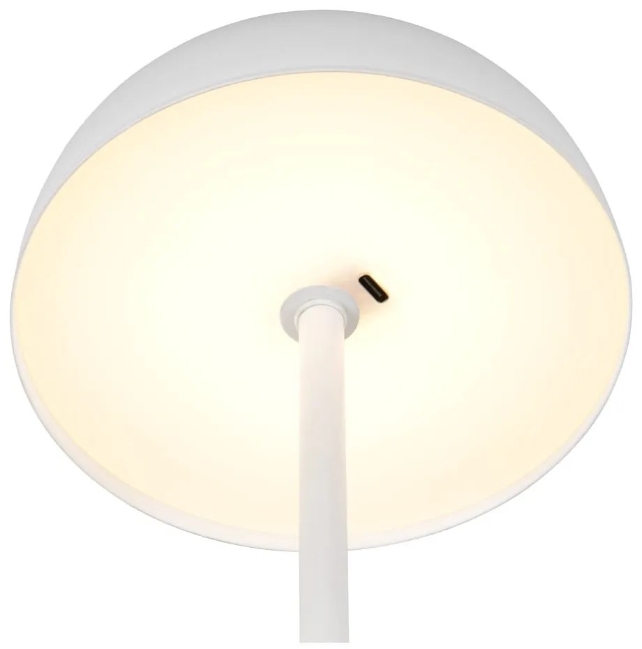 Lampa stołowa LED w matowym białym kolorze z metalowym kloszem (wysokość 21 cm) Munoz – Trio