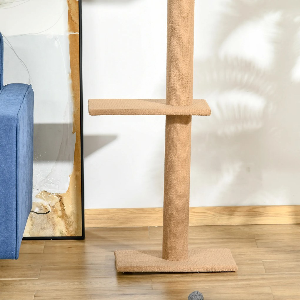 PawHut Drapak z regulowaną wysokością dla kota Brązowe drzewko wspinaczkowe z zabawkami 43x27x228-43cm | Aosom PL