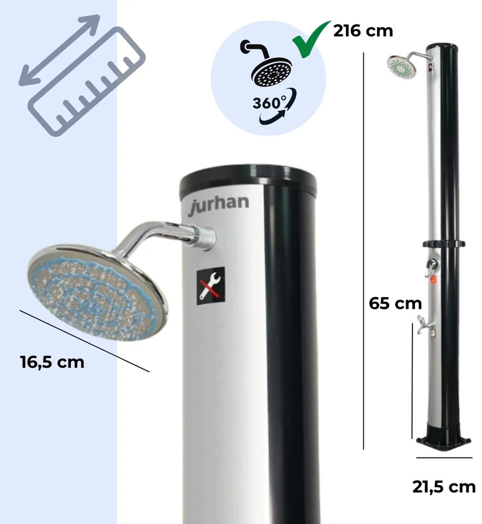 Prysznic solarny KARIBIK, 35l, srebrna/czarna Jurhan