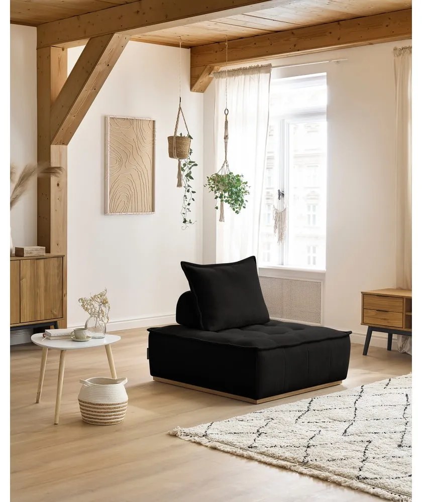 Czarny fotel z tkaniny szenilowej Elisa – Bobochic Paris