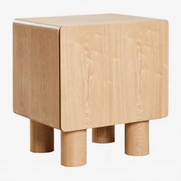 Szafka Nocna Prostokątna 50x40 Cm Z Mdf I Forniru Gumeri Naturalna - Sklum