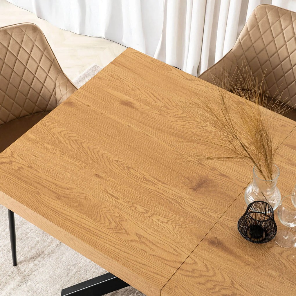Industrialny stół rozkładany Hampton 160-240 cm, kolor dąb złoty/czarny