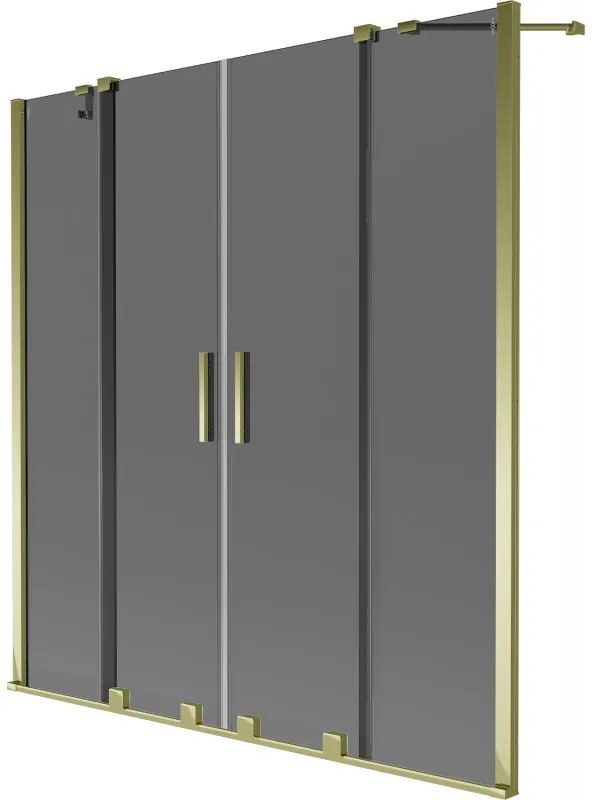 Mexen Velar Duo parawan nawannowy 2-skrzydłowy rozsuwany 140 x 150 cm, grafit, złoty - 896-140-000-42-50